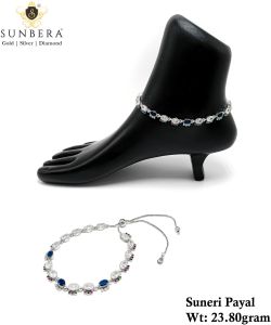 Suneri Pink & Blue Stone Payal Anklet