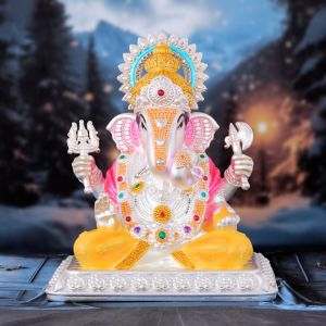 Trident Axe Blessing Pose Lord Ganesha Statue