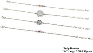 Tulip Gemstone Motif Silver Bracelet