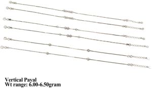 Vertical Chain Charm Silver Payal Set