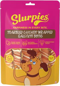 70 Gm Slurpies Marbled Chicken Wrapped Calcium Bone