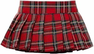 Checked Girls Box Pleat School Skirt