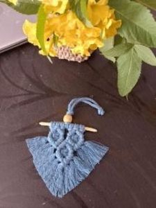 Macrame Blue Car Charm