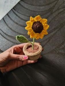 Handmade Crochet Sun Flower Pot