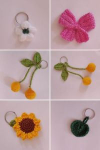 Handmade Crochet Multi Flower Keychain