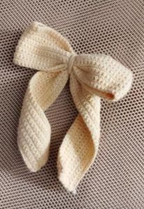 Beige Crochet Hair Clip Bow