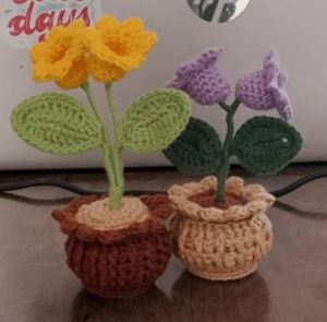 Handmade Crochet Tulip Flower Pot