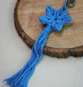 Macrame Blue Shooting Star Keychain