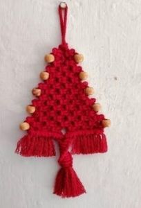 Macrame Red Crimson Pine Keychain