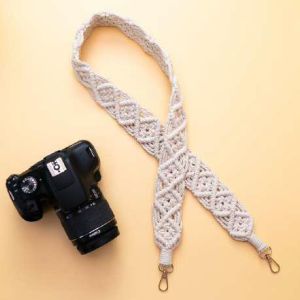 Off White Macrame Camera Holder Strap