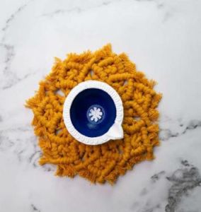 Yellow Cotton Macrame Coaster
