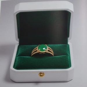Green Zircon Stone Rhodium Ring