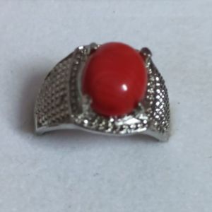 red oval stone artificial ring