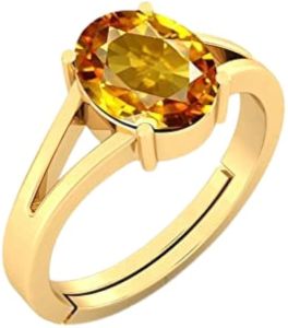 Yellow Zircon Stone Rhodium Ring