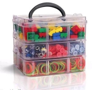 Plastic White 3 Layer With 18 Grid Storage Box