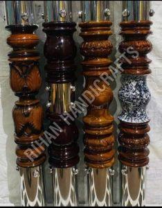 Stainless Steel Polished Round Wooden Railing Pillar