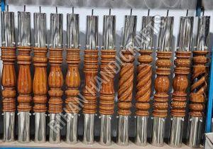 Stainless Steel Polished Wooden Stair Pillar