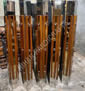 Stainless Steel Wooden Stairs Pillar