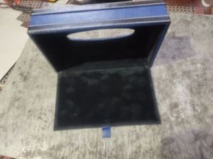 Blue Leather Tissue Box