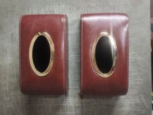 Red Leather Tissue Box