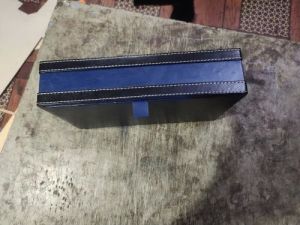 Blue Leather Tissue Box