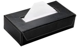 Black Leather Tissue Box