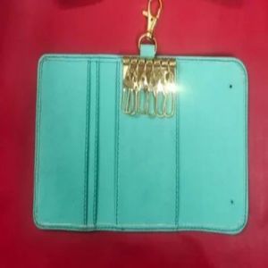 Sky Blue Leather Key Case