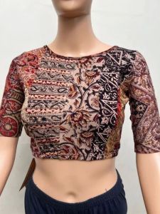 Round Neck Cotton Printed Stretchable Kalamkari Blouse