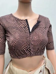 Walnut Brown Round Neck Cotton Stretchable Kalamkari Blouse
