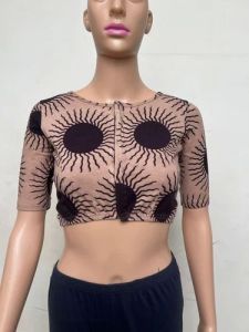 Champagne Beige Round Neck Cotton Stretchable Kalamkari Blouse