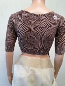 Walnut Brown Round Neck Cotton Stretchable Kalamkari Blouse