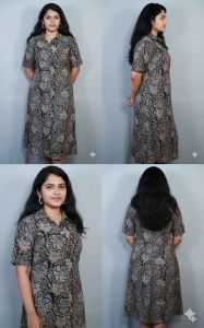 Black Cotton Printed Kalamkari Kurti