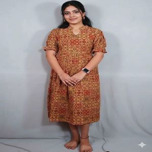Maroon Cotton Printed Kalamkari Kurti