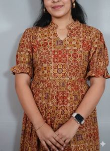 Maroon Cotton Printed Kalamkari Kurti
