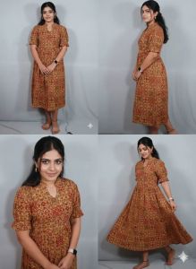 Maroon Cotton Printed Kalamkari Kurti