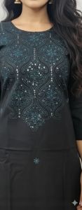Regular Fit Cotton Embroidered Kurti Set
