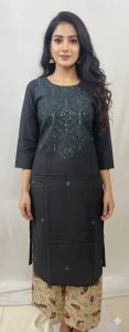 Regular Fit Cotton Embroidered Kurti Set