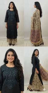 Regular Fit Cotton Embroidered Kurti Set