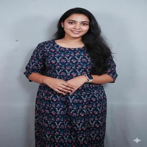 Navy Blue Cotton Printed Kalamkari Kurti