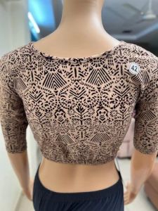 Peach Round Neck Cotton Stretchable Kalamkari Blouse