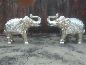 Embossed Silver Cladded Elephant Pair