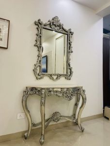 Floral Scroll Mirror Console Table Set