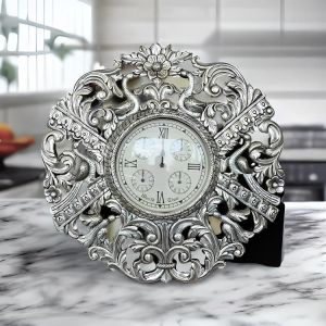 Ornate Peacock Roman Dial Table Clock