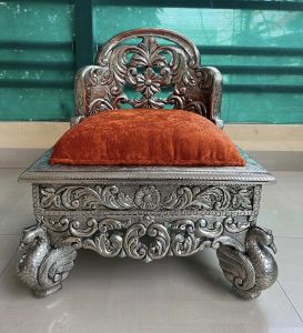 Rust Cushion Bird Leg Accent Chair