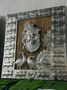 Sliver Cow Border Shrinath Ji Panel