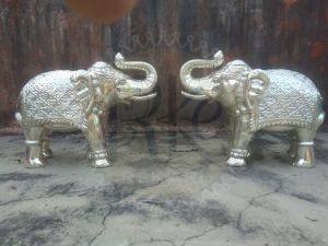 Embossed Silver Cladded Elephant Pair