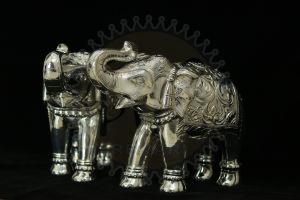 Raised Trunk Ornamental Elephant Pair