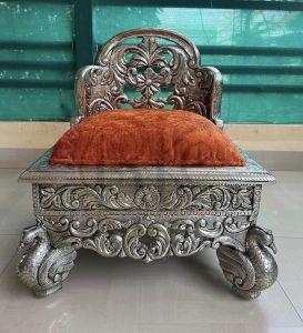 Rust Cushion Bird Leg Accent Chair