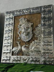 Sliver Cow Border Shrinath Ji Panel