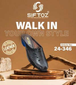 Mens Black Textured Slip-On Shoes